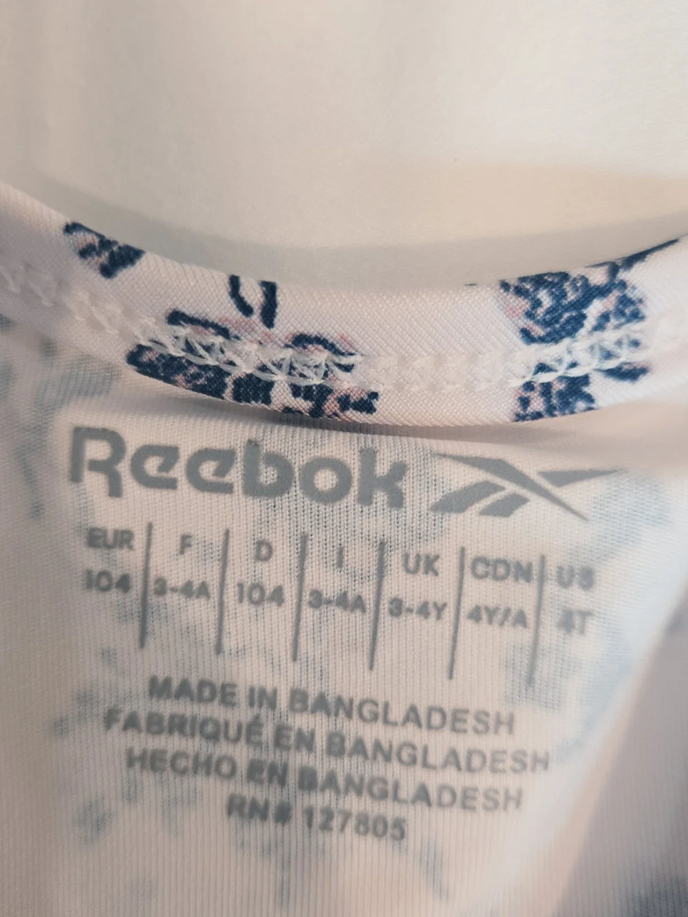 Reebok Light Pink Tank with Navy Floral Trim